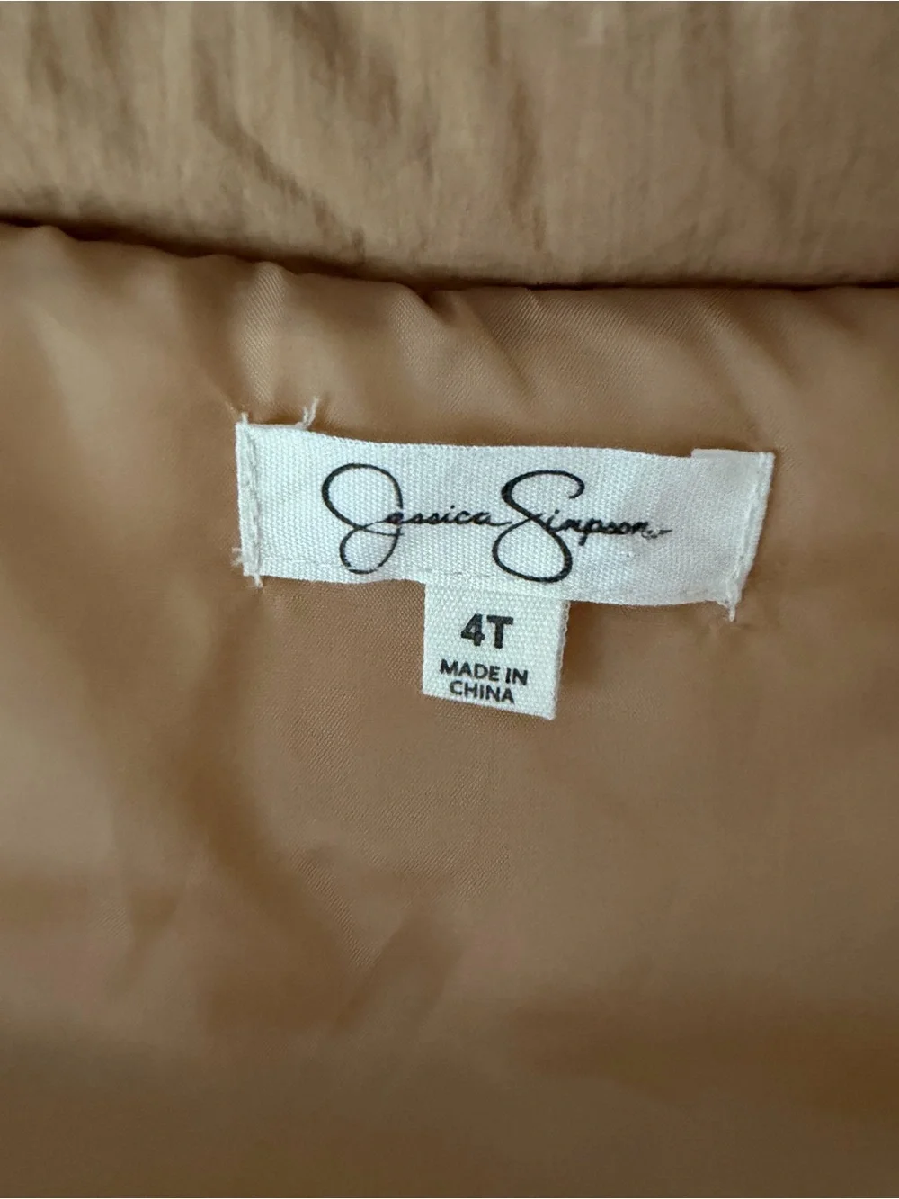 Jessica Simpson Neutral Tan Kids Puffer Vest